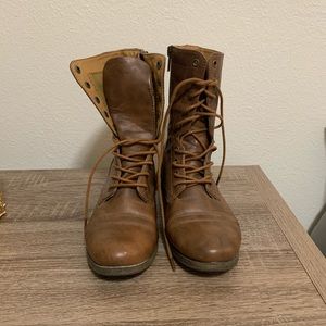Brown combat boots